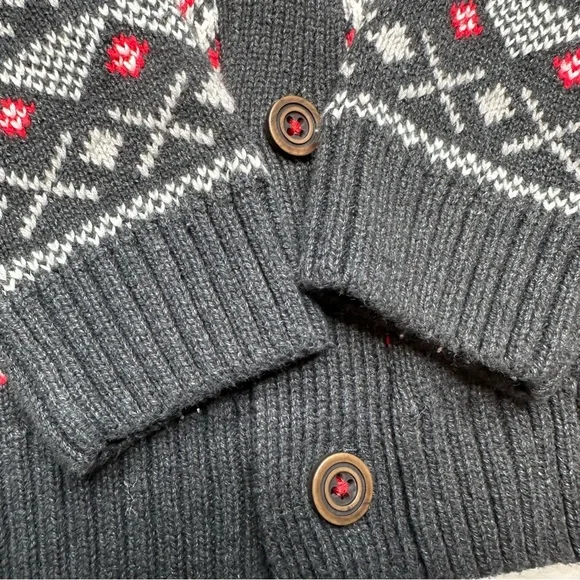 Hatley Sweater Buttoned Festive Red/White/Grey Size 6 - Picture 2 of 16